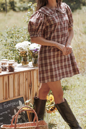 Yaris Mini Dress - Burgundy Plaid
