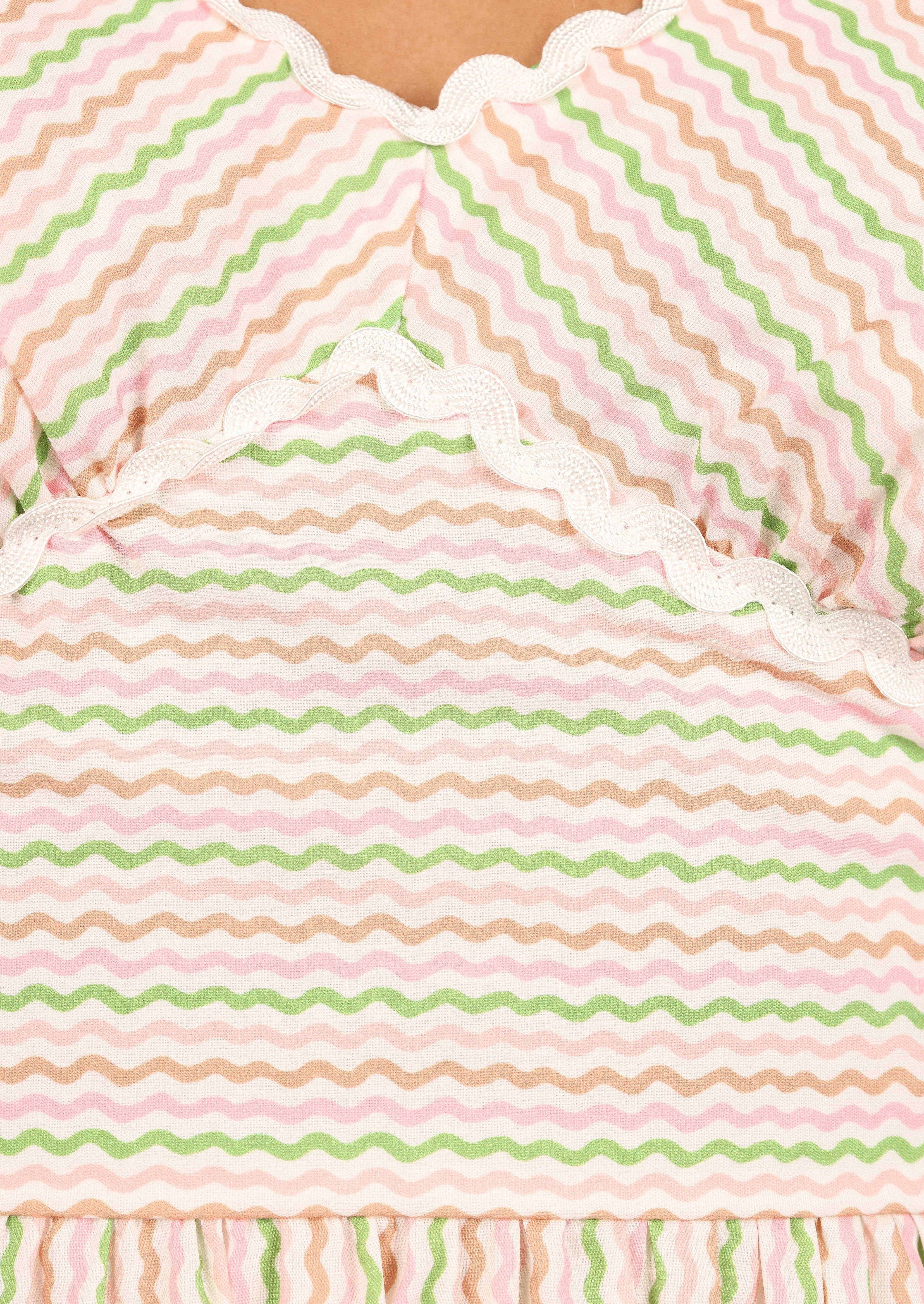 Yasmin Midi Dress - Wave Stripe