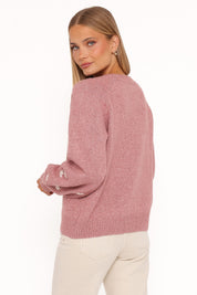 Fleming Flower Applique Sweater - Rose