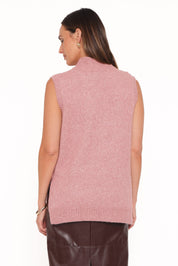Freydis Side Button Sweater Top - Rose
