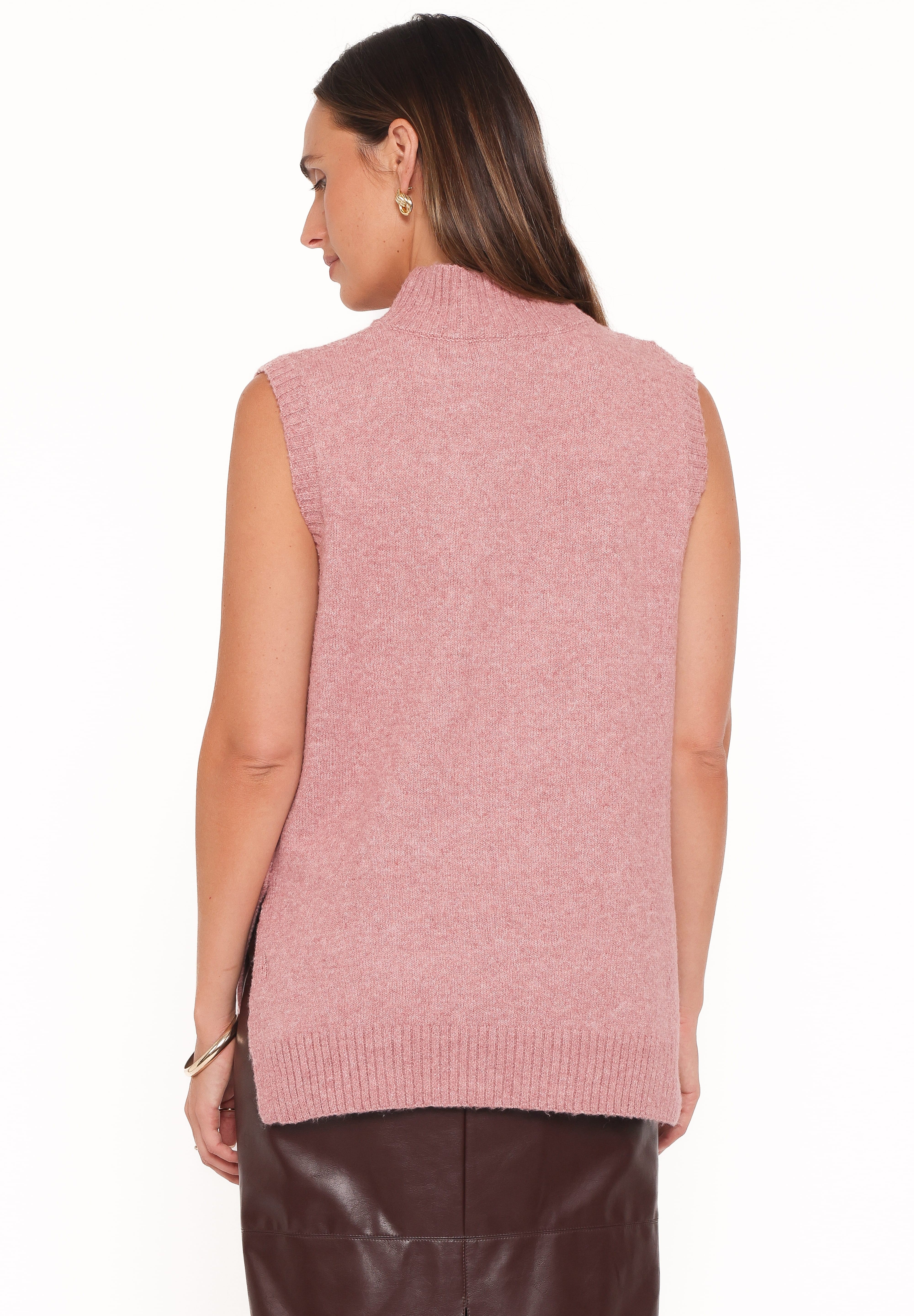 Freydis Side Button Sweater Top - Rose