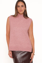 Freydis Side Button Sweater Top - Rose