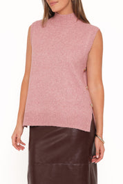 Freydis Side Button Sweater Top - Rose