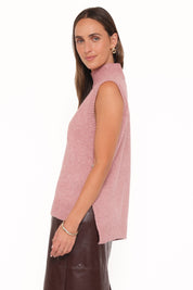 Freydis Side Button Sweater Top - Rose