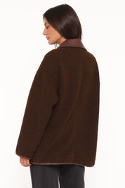 Adella Sherpa Car Coat - Espresso Brown