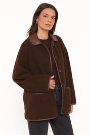 Adella Sherpa Car Coat - Espresso Brown