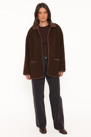 Adella Sherpa Car Coat - Espresso Brown