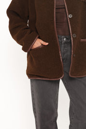 Adella Sherpa Car Coat - Espresso Brown