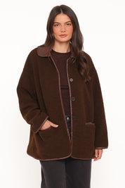 Adella Sherpa Car Coat - Espresso Brown