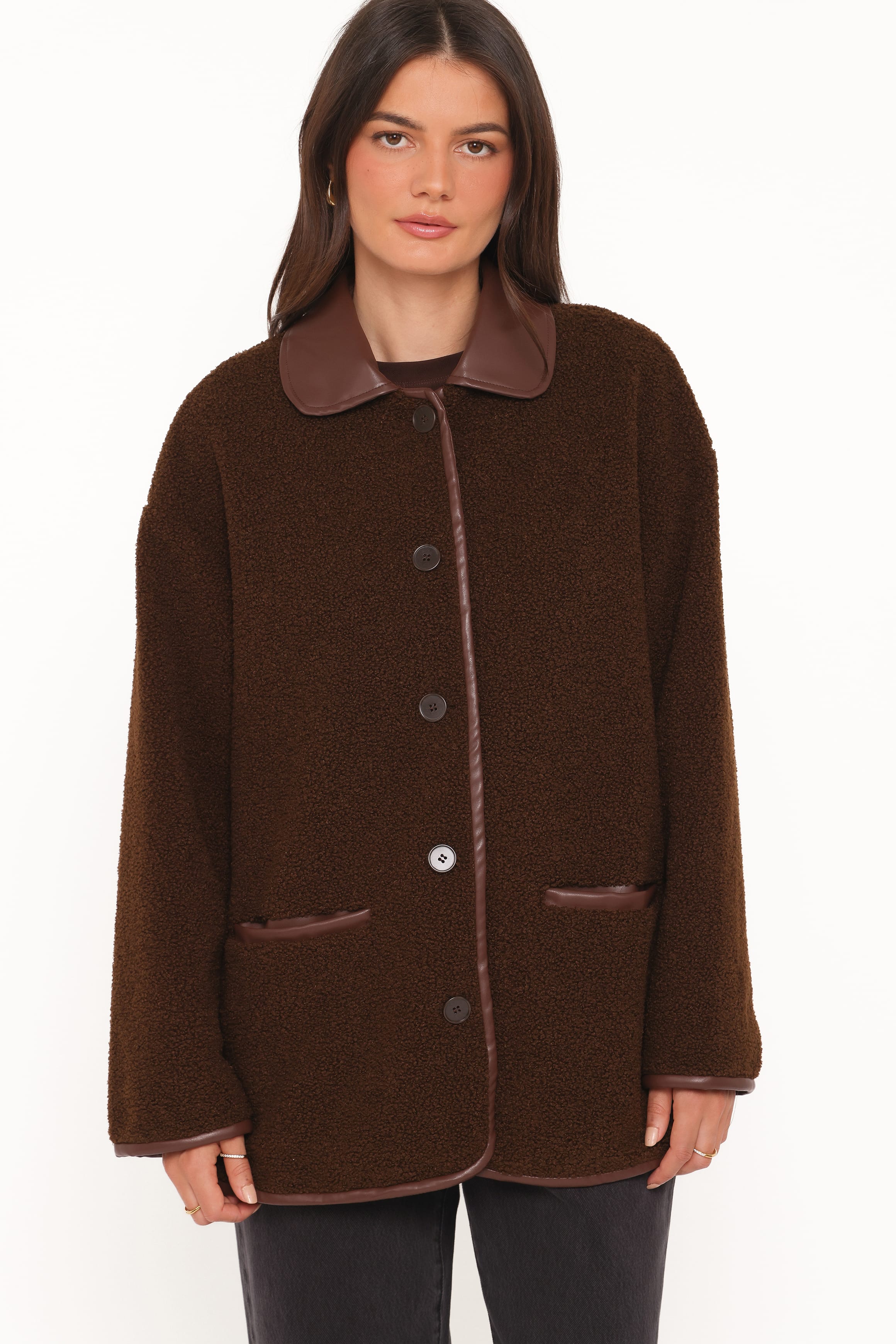 Adella Sherpa Car Coat - Espresso Brown