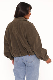 Jensen Faux Suede Bomber Jacket - Olive