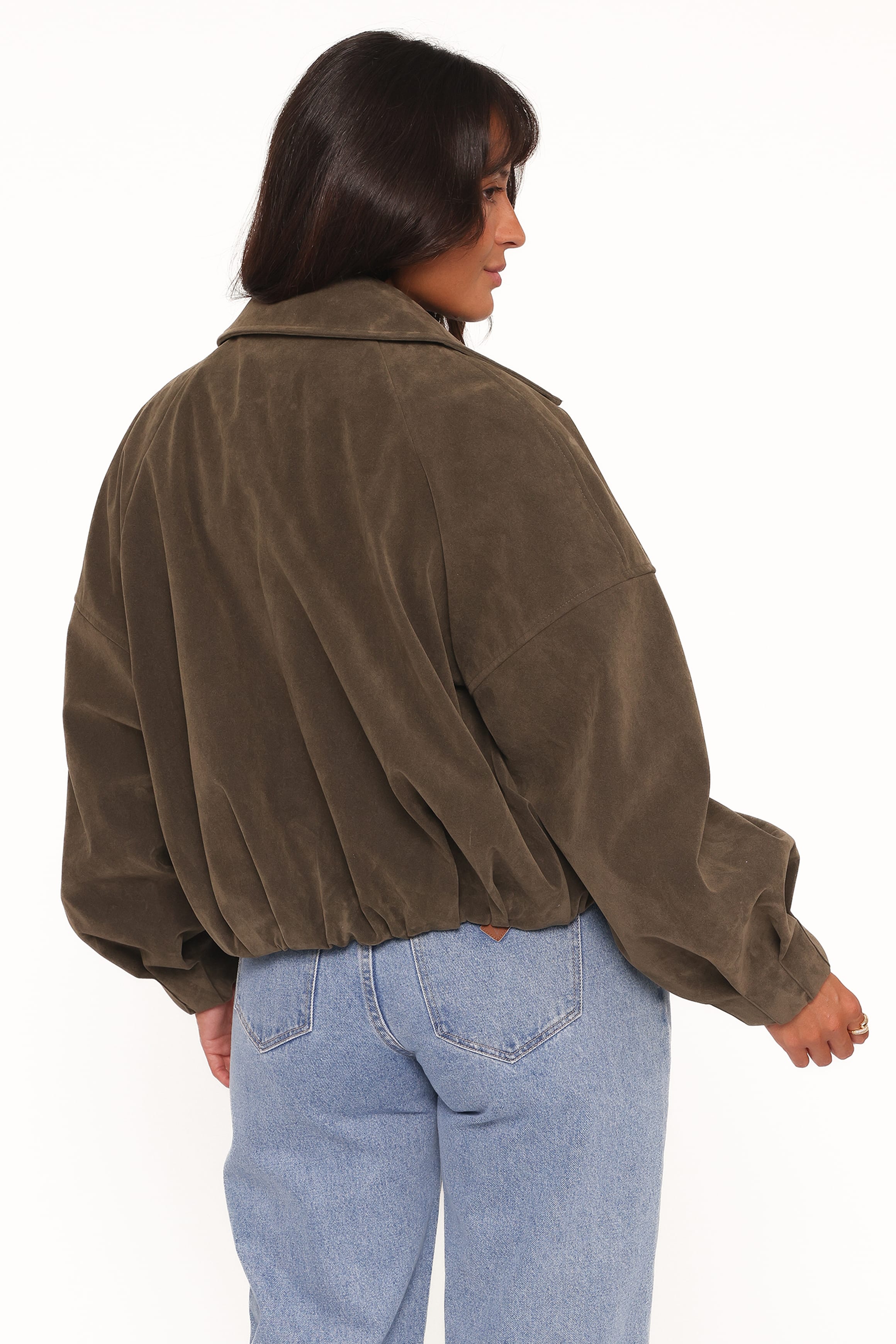 Jensen Faux Suede Bomber Jacket - Olive