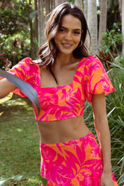 Addison Crop Top - Pink Tropics