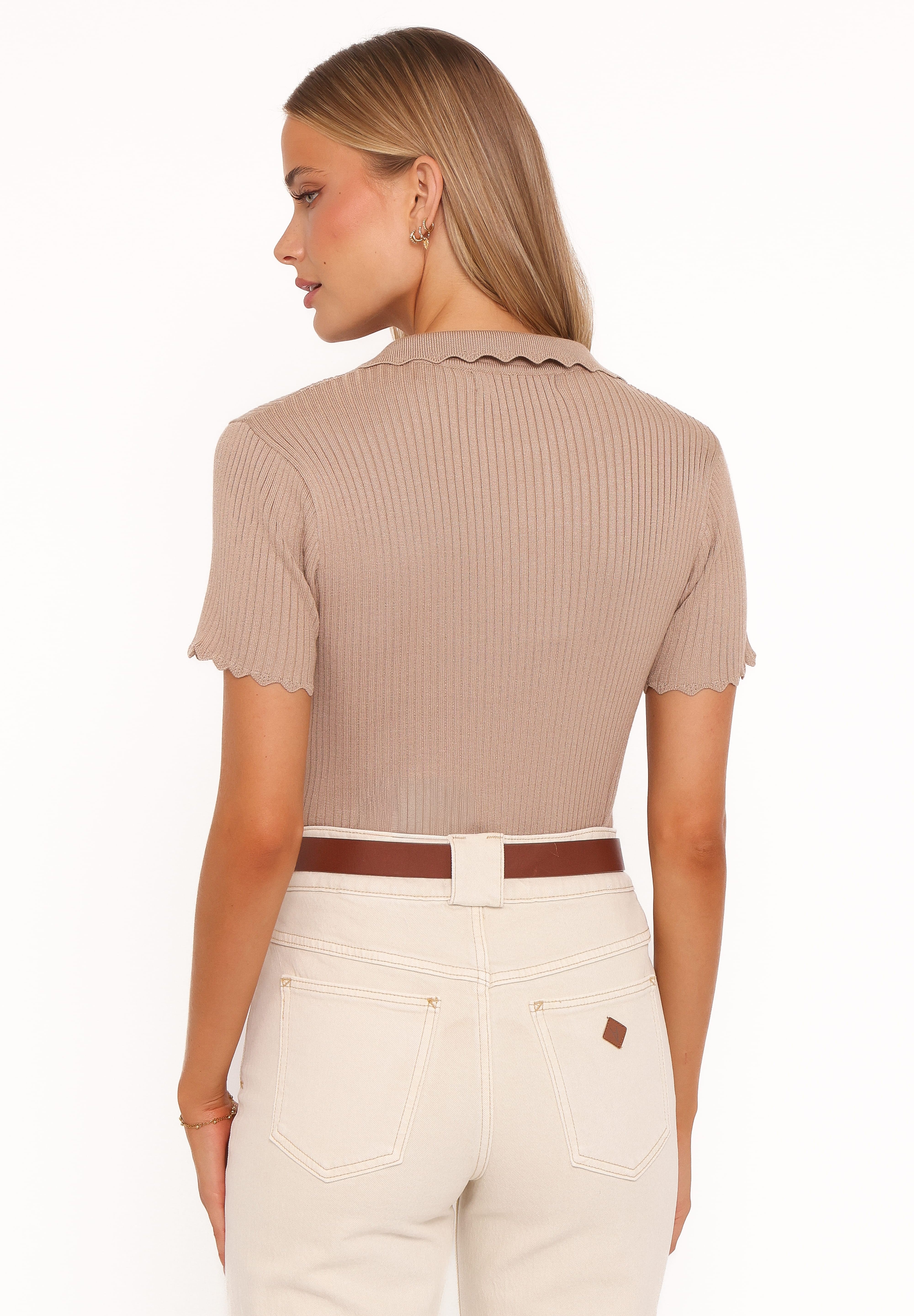 Aradia Scallop Collar Polo - Grey Morn