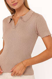 Aradia Scallop Collar Polo - Grey Morn