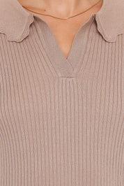 Aradia Scallop Collar Polo - Grey Morn