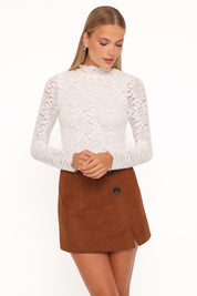 Beatriz Lace High Neck Top - Ivory