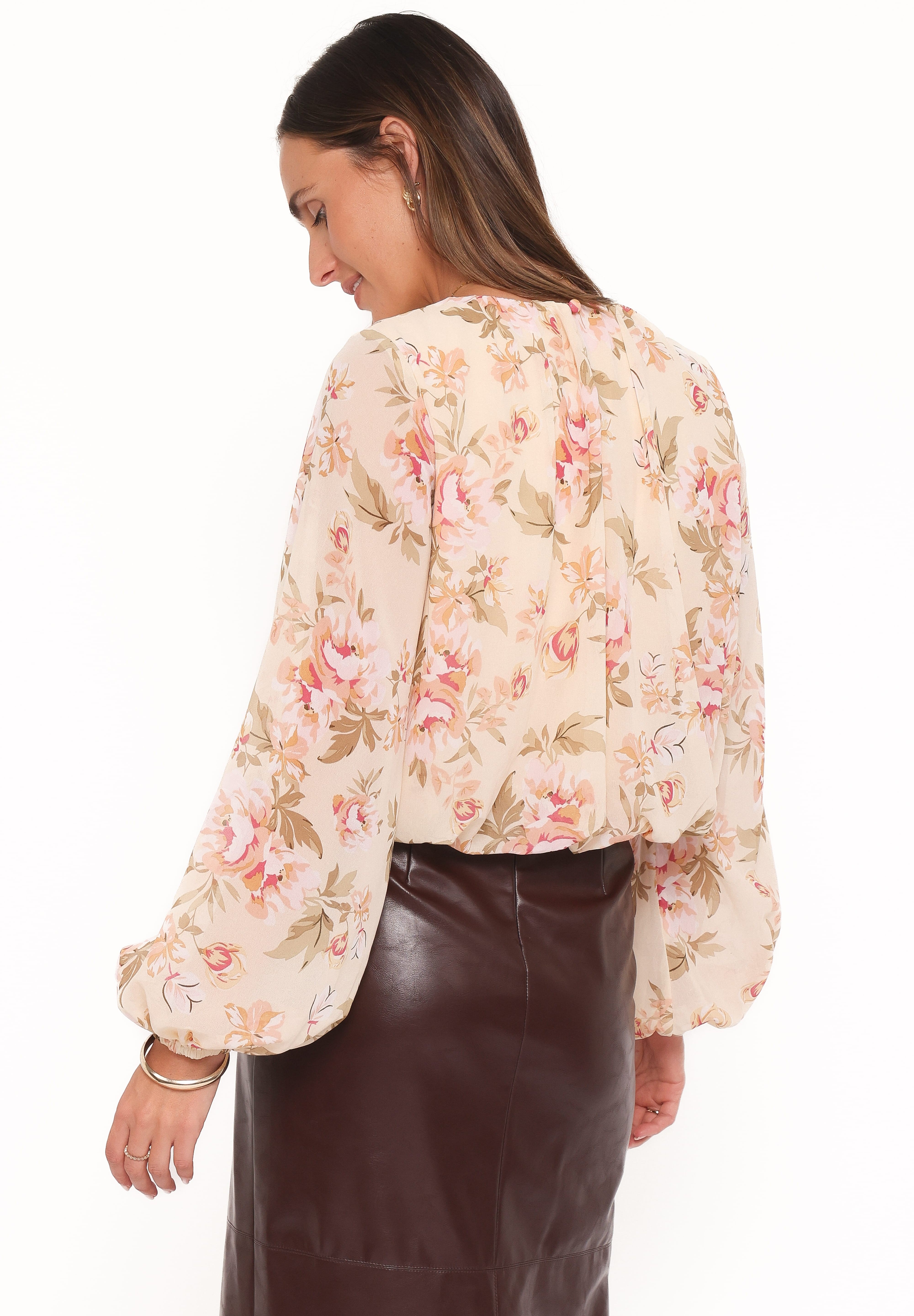 Dallas Long Sleeve Top - Cream Floral