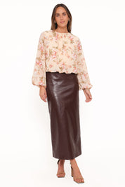 Dallas Long Sleeve Top - Cream Floral