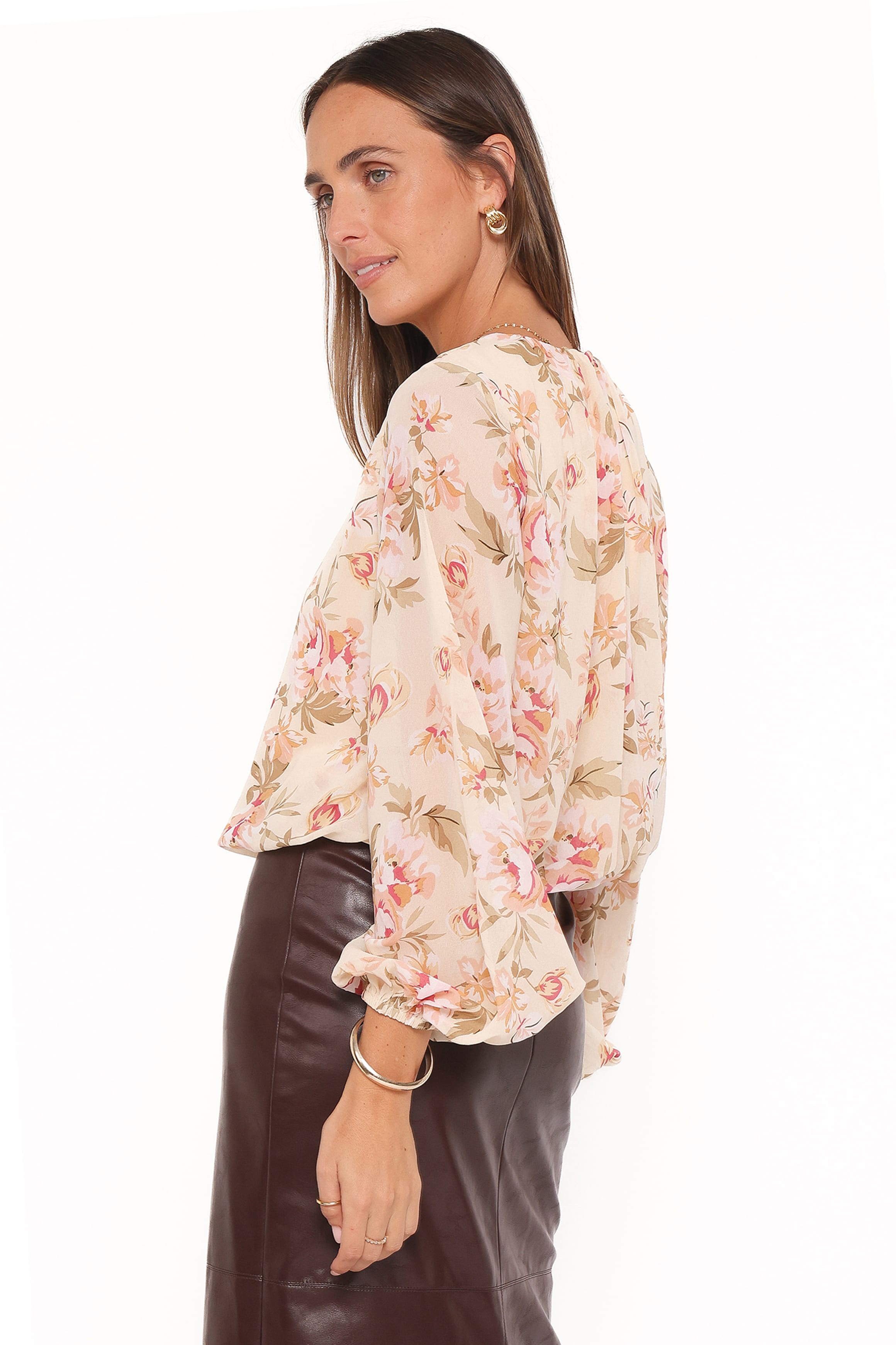Dallas Long Sleeve Top - Cream Floral