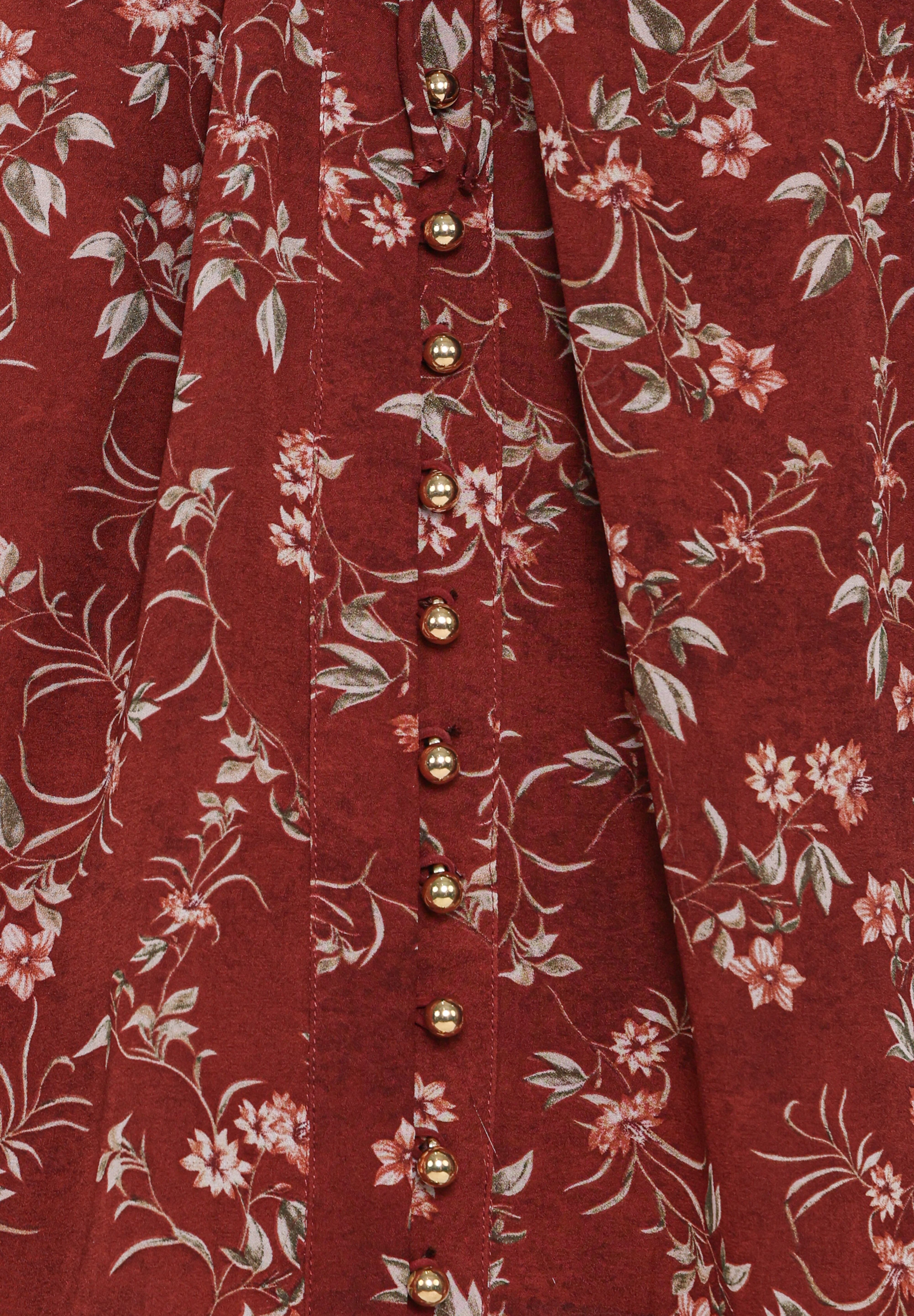 Elanira Ruffle Top - Rust Floral