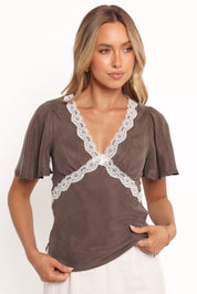 Elianna Top - Brown White