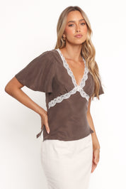 Elianna Top - Brown White