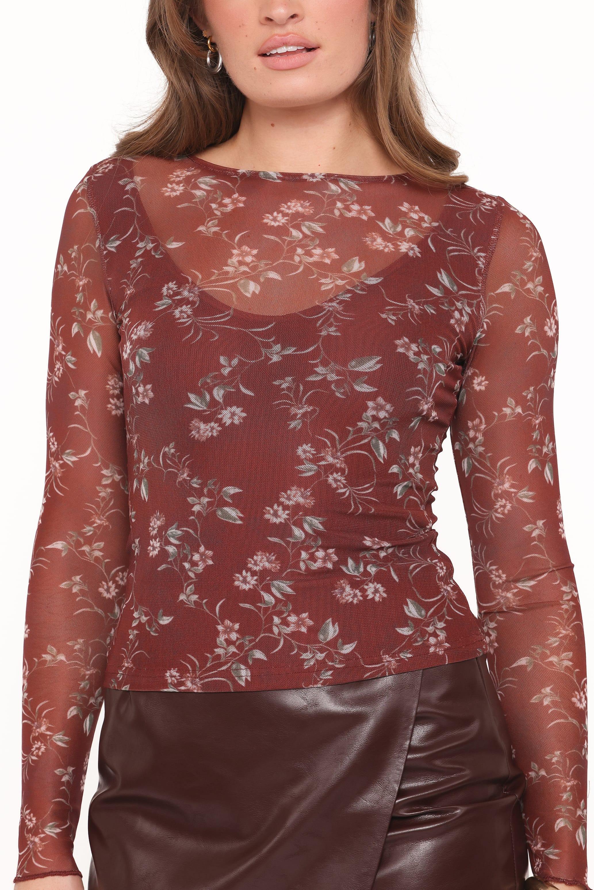 Ermen Mesh Top - Rust Floral