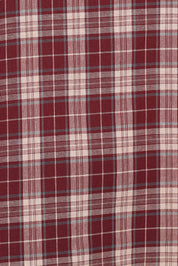 Evandri Frill Collar Top - Burgundy Plaid