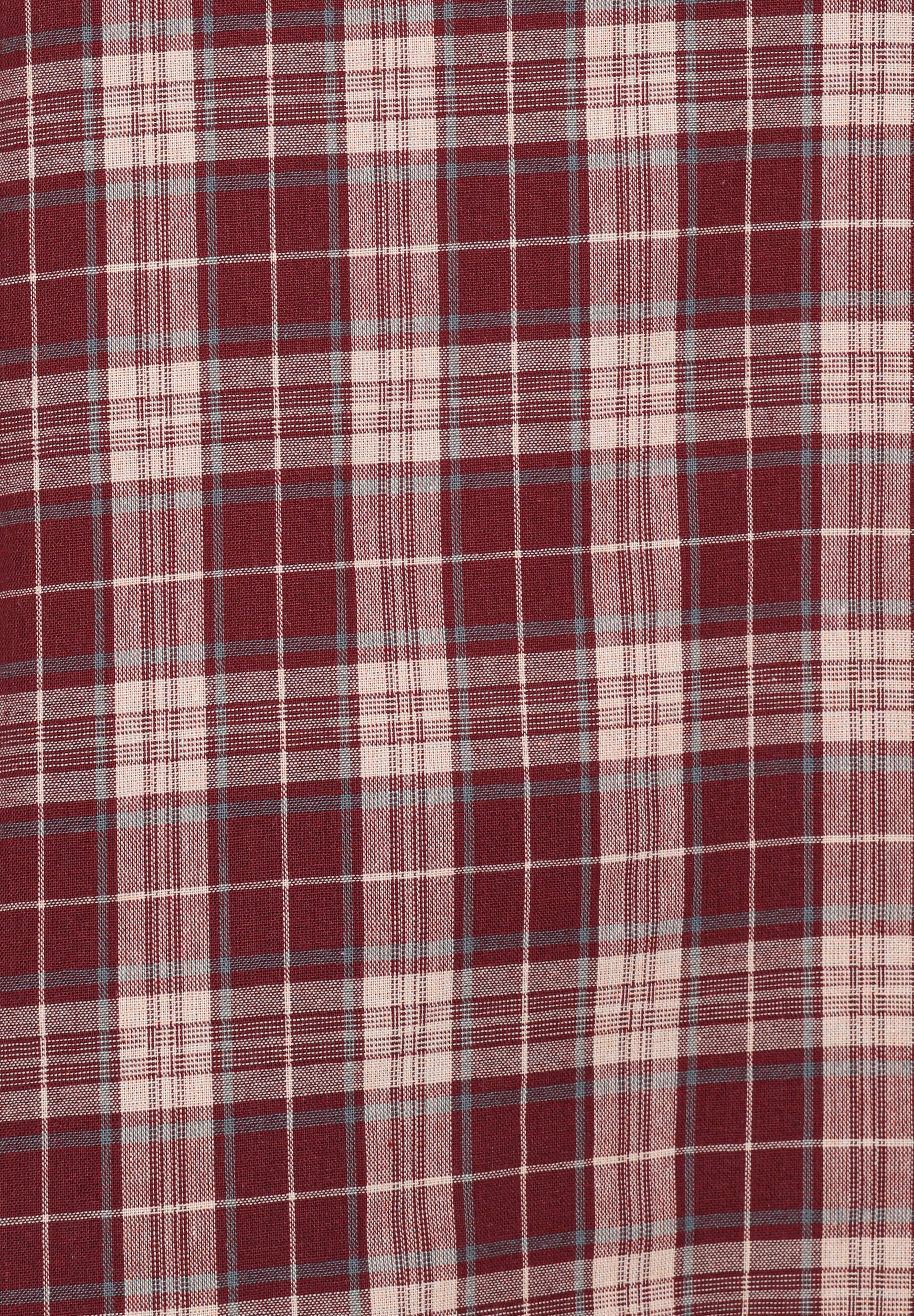 Evandri Frill Collar Top - Burgundy Plaid