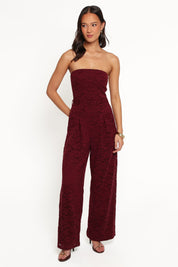 Harlie Strapless Lace Jumpsuit - Burgundy