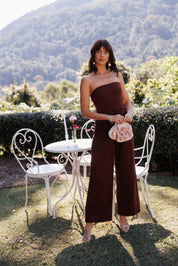 Harlie Strapless Lace Jumpsuit - Burgundy