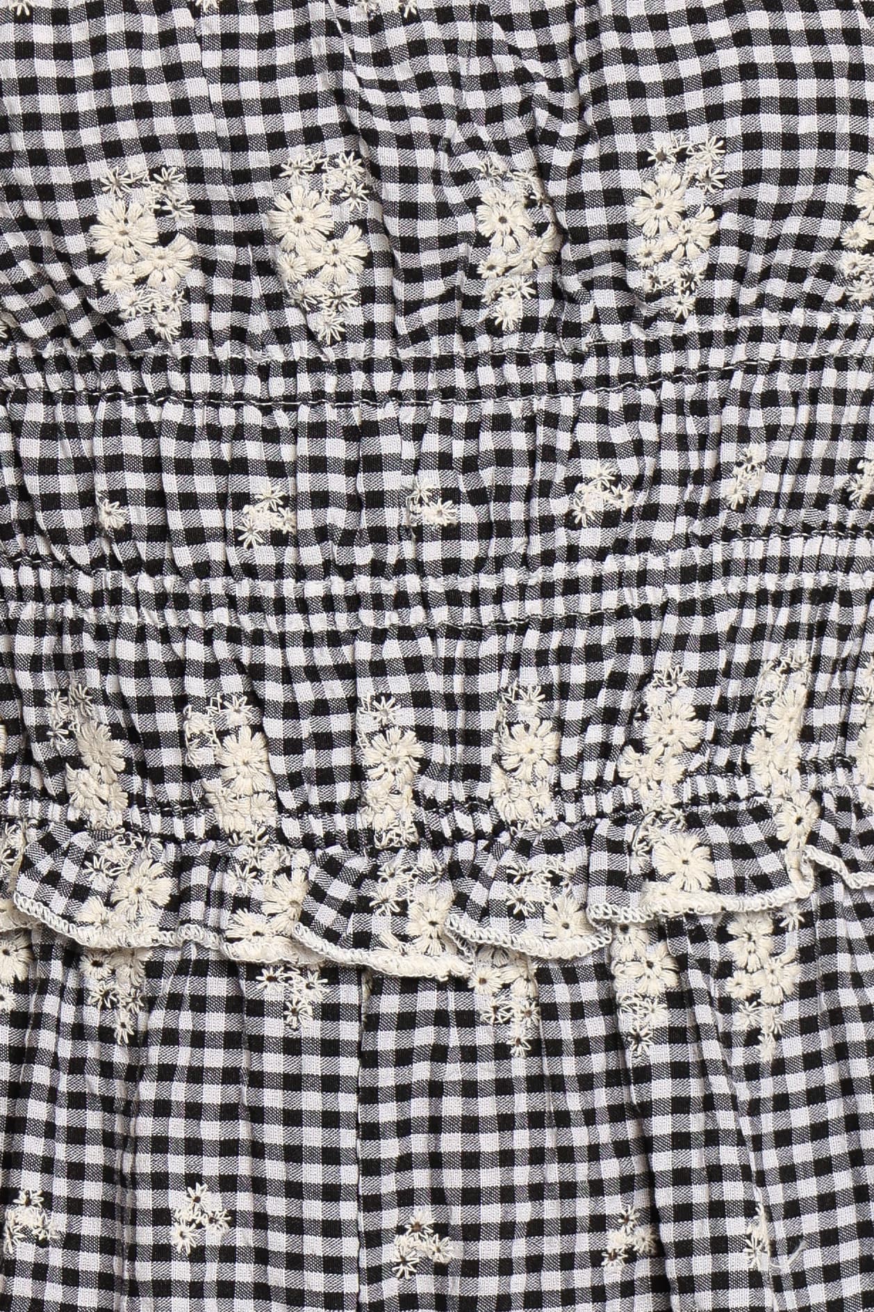 Yulissa Strapless Jumpsuit - Black Gingham Broderie