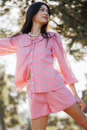 Angela Short Set - Red Gingham