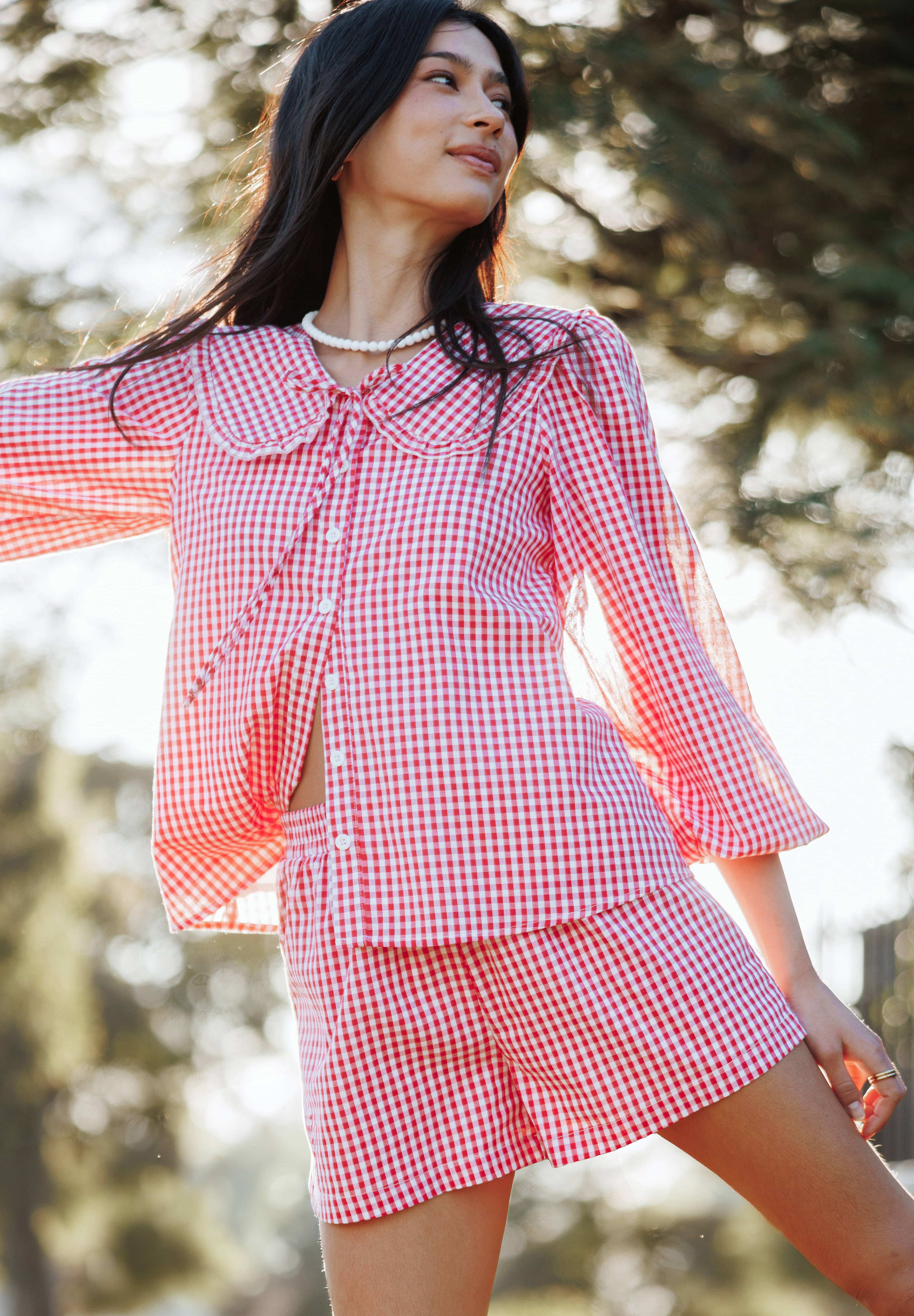 Angela Short Set - Red Gingham