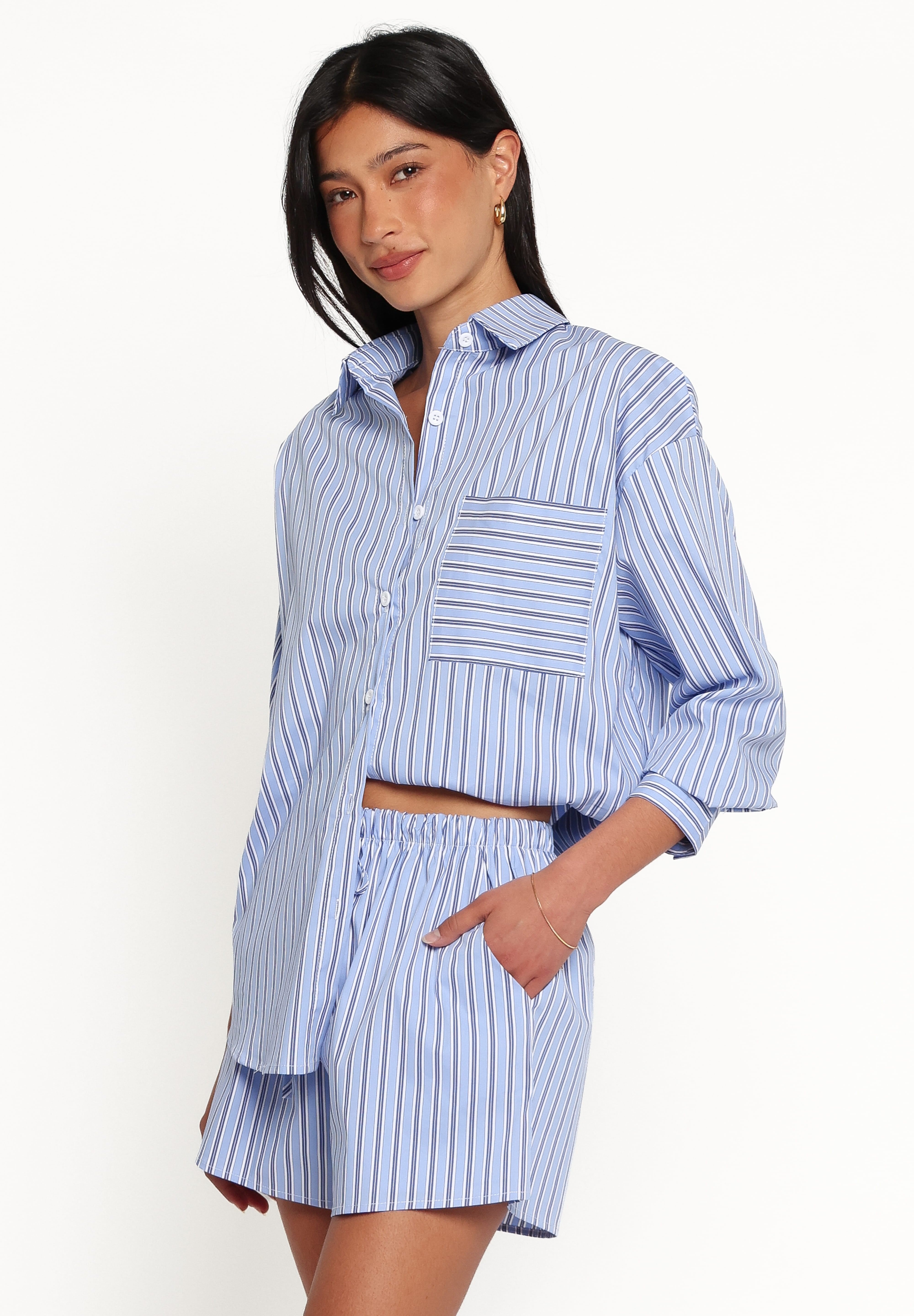 Ashlyn Short Set - Blue Stripe