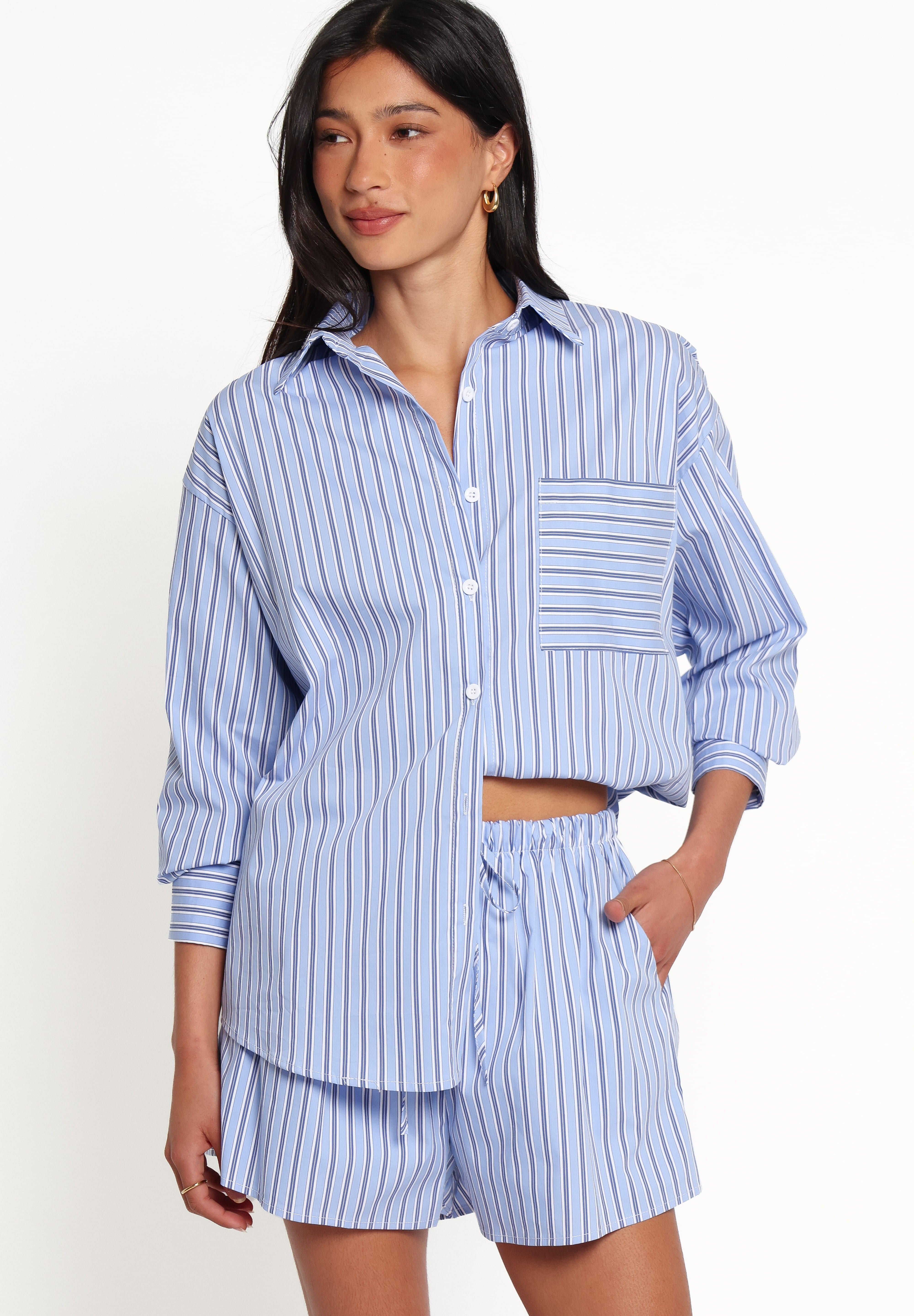 Ashlyn Short Set - Blue Stripe