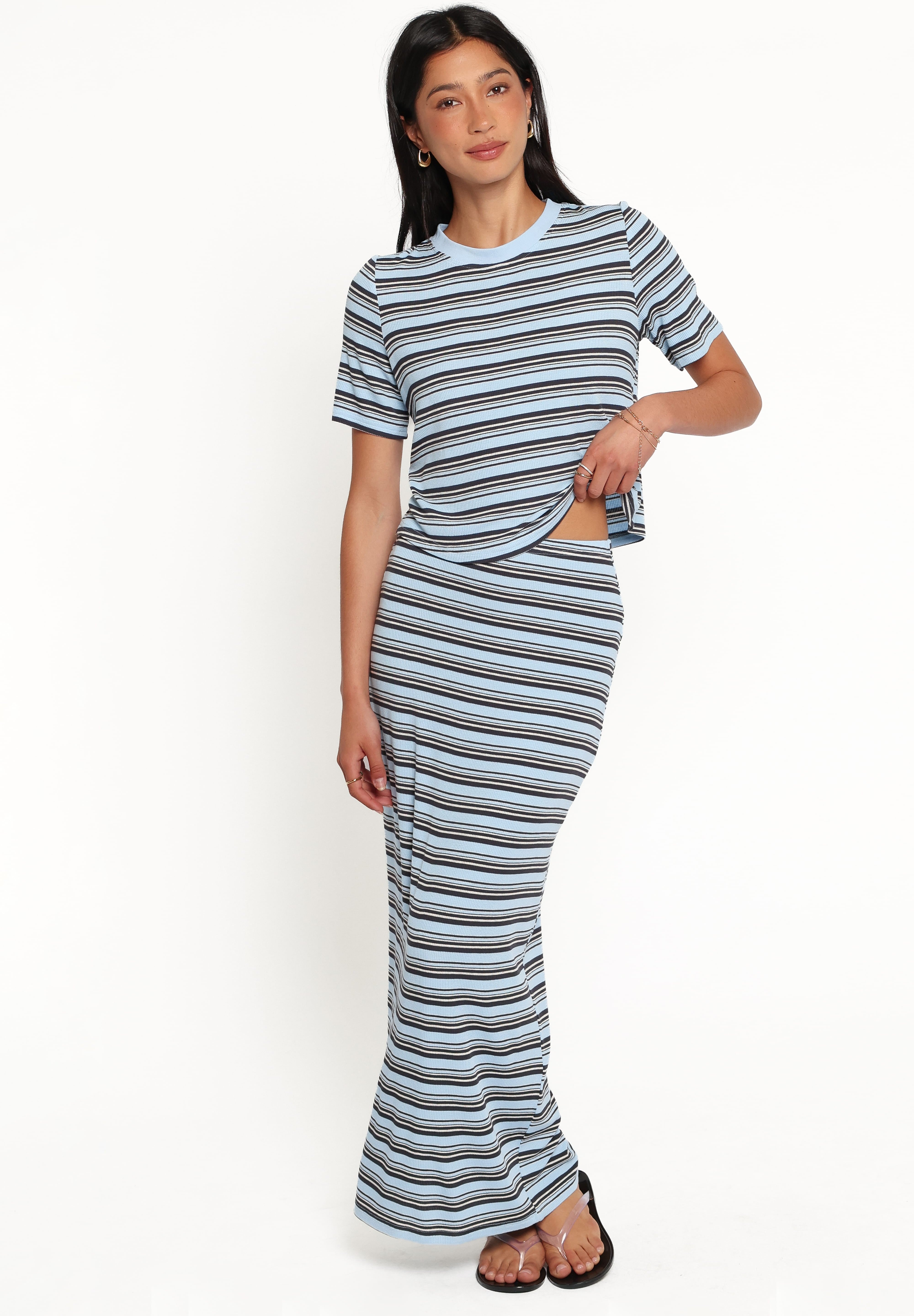 Bene Tee Skirt Set - Blue Stripe