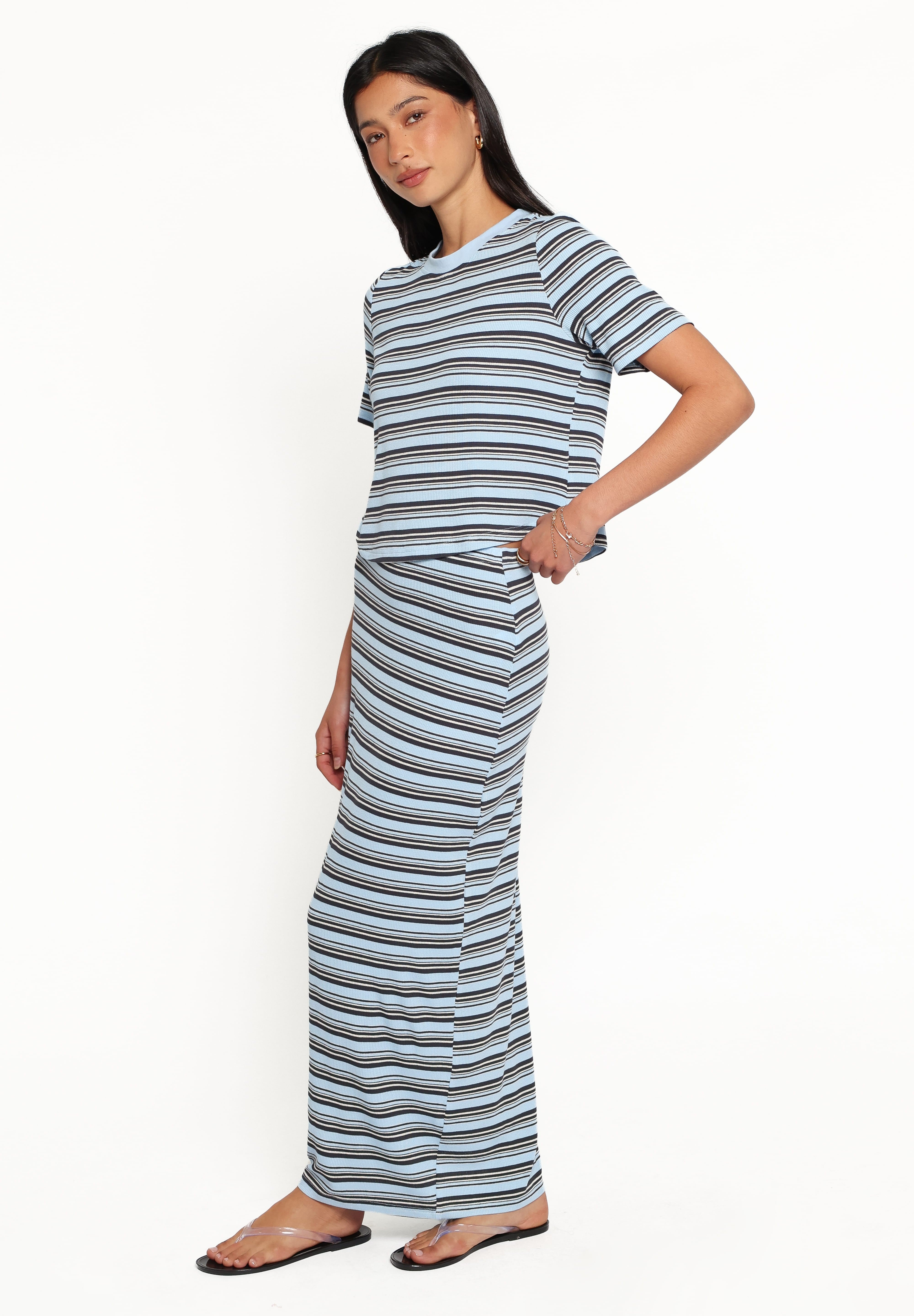Bene Tee Skirt Set - Blue Stripe