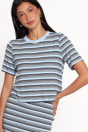 Bene Tee Skirt Set - Blue Stripe