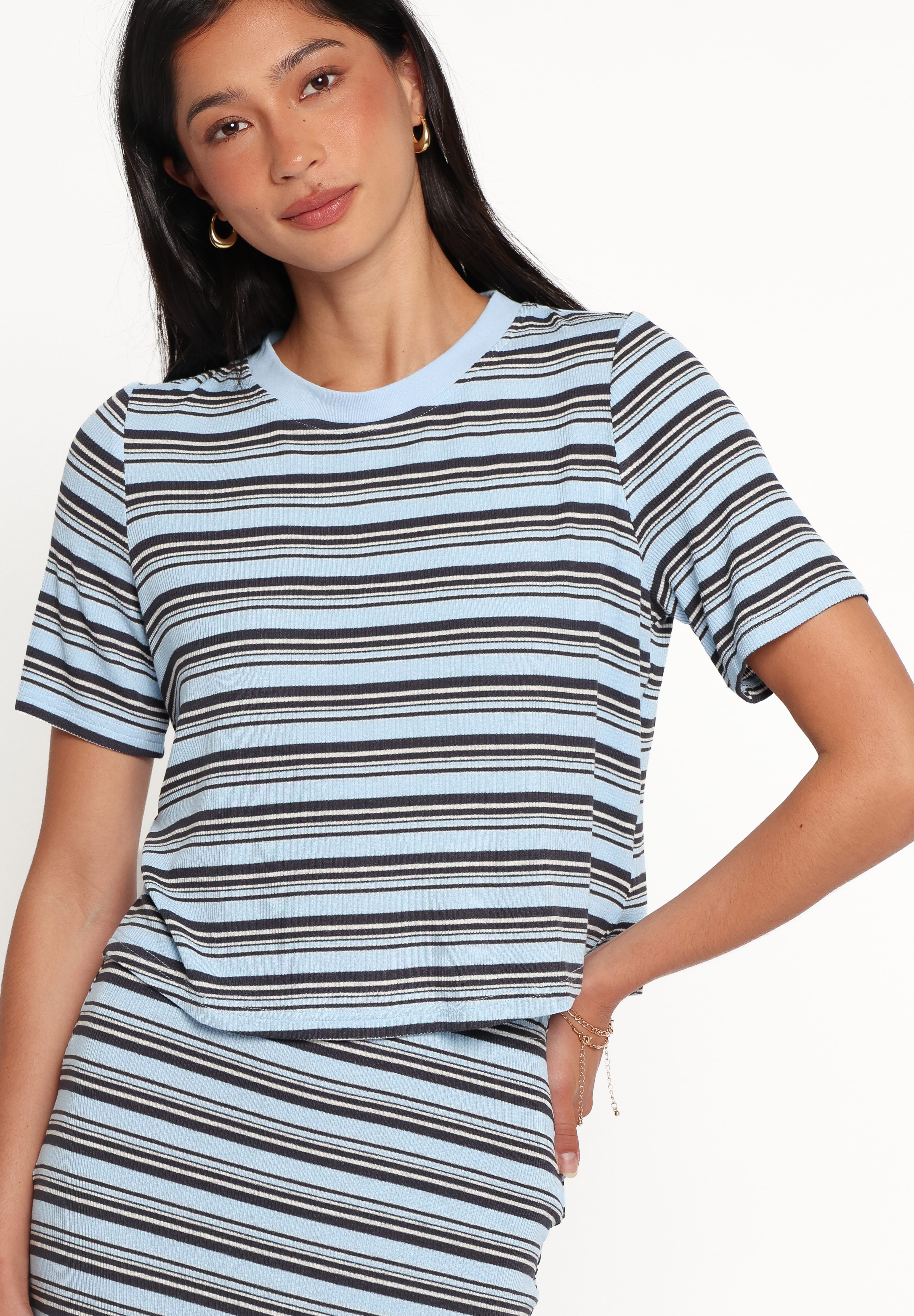 Bene Tee Skirt Set - Blue Stripe