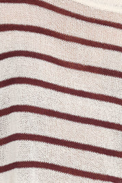 Janie Knitted Short Set - White Plum Stripe