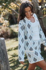 Melissa Sweater Skirt Set - Icy Blue Argyle
