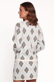 Melissa Sweater Skirt Set - Icy Blue Argyle