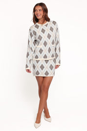 Melissa Sweater Skirt Set - Icy Blue Argyle