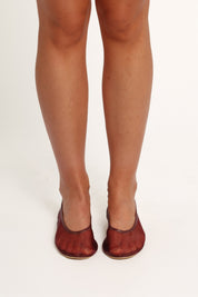 Evonne Mesh Flat - Burgundy
