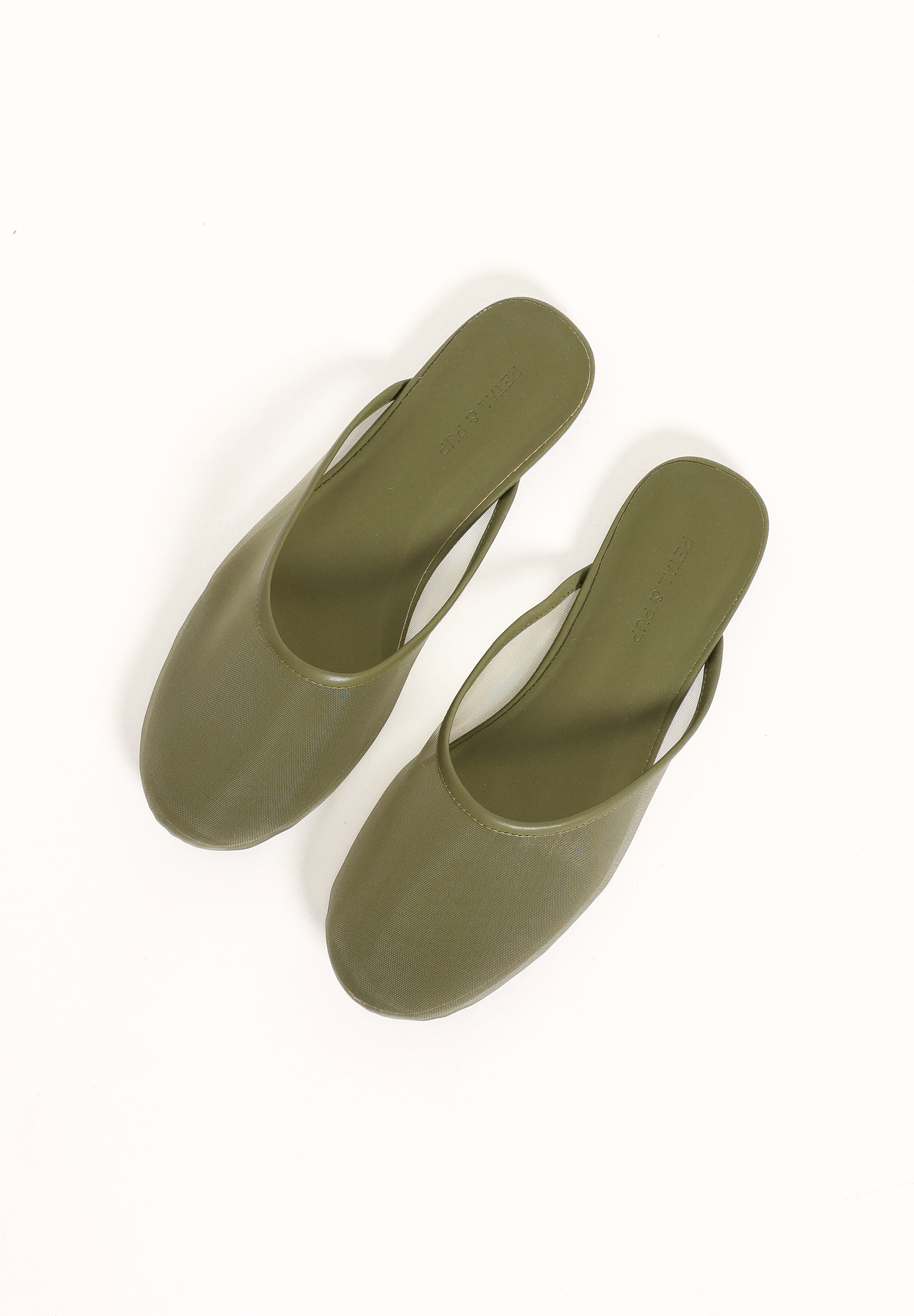 Gabrielle Mesh Flat - Olive Green