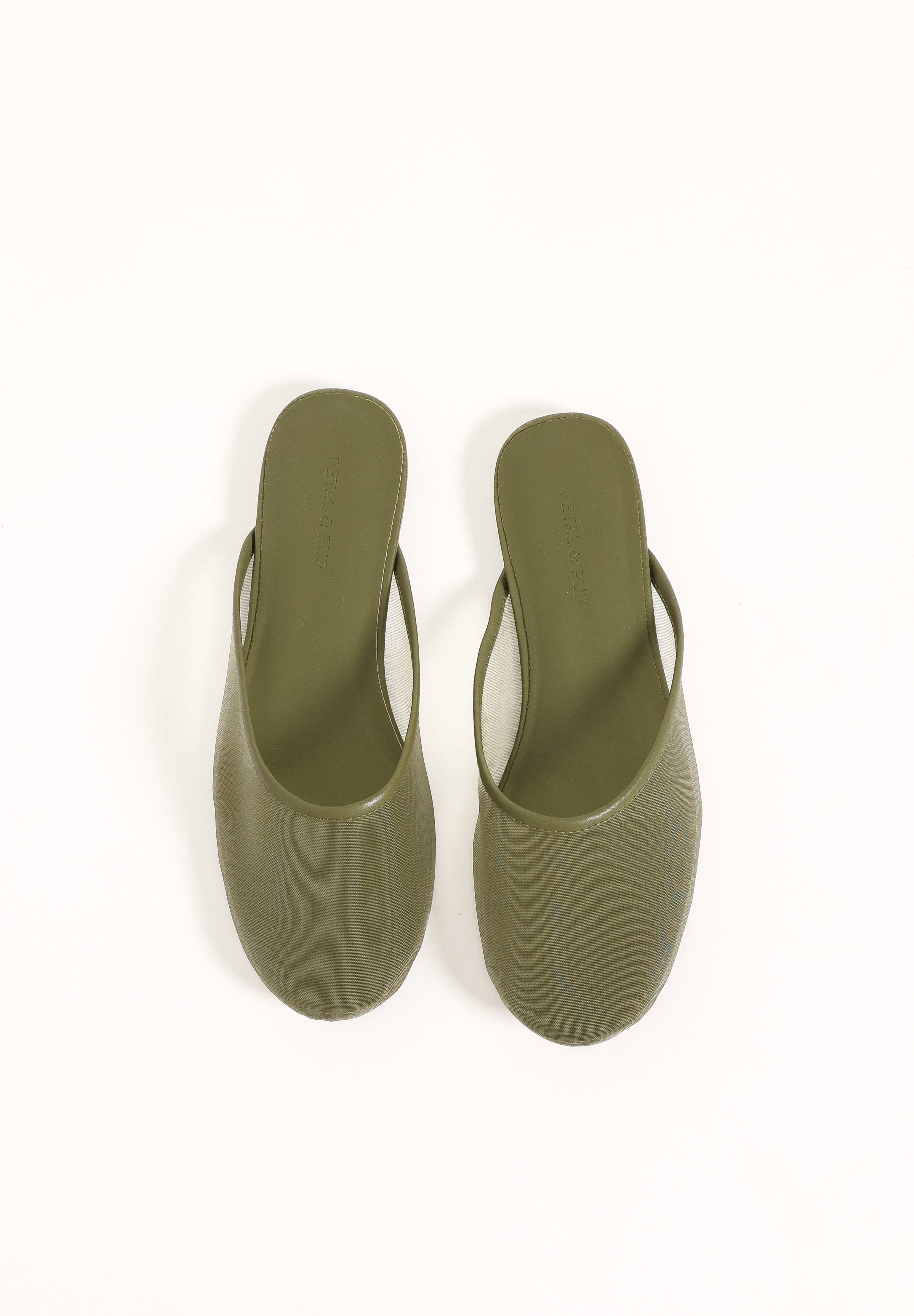 Gabrielle Mesh Flat - Olive Green