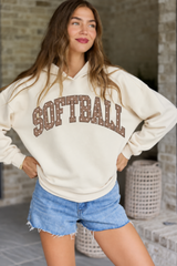 Softball Polka Dot Cream Graphic Hoodie