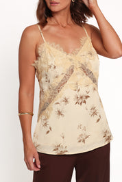 Alli Lace Cami Top - Sand Floral